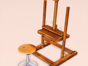 painting easel-and-stool 3D Model
