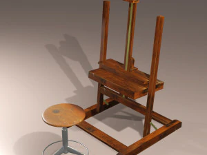 painting easel-and-stool 3D Model
