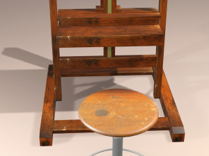 painting easel-and-stool 3D Model