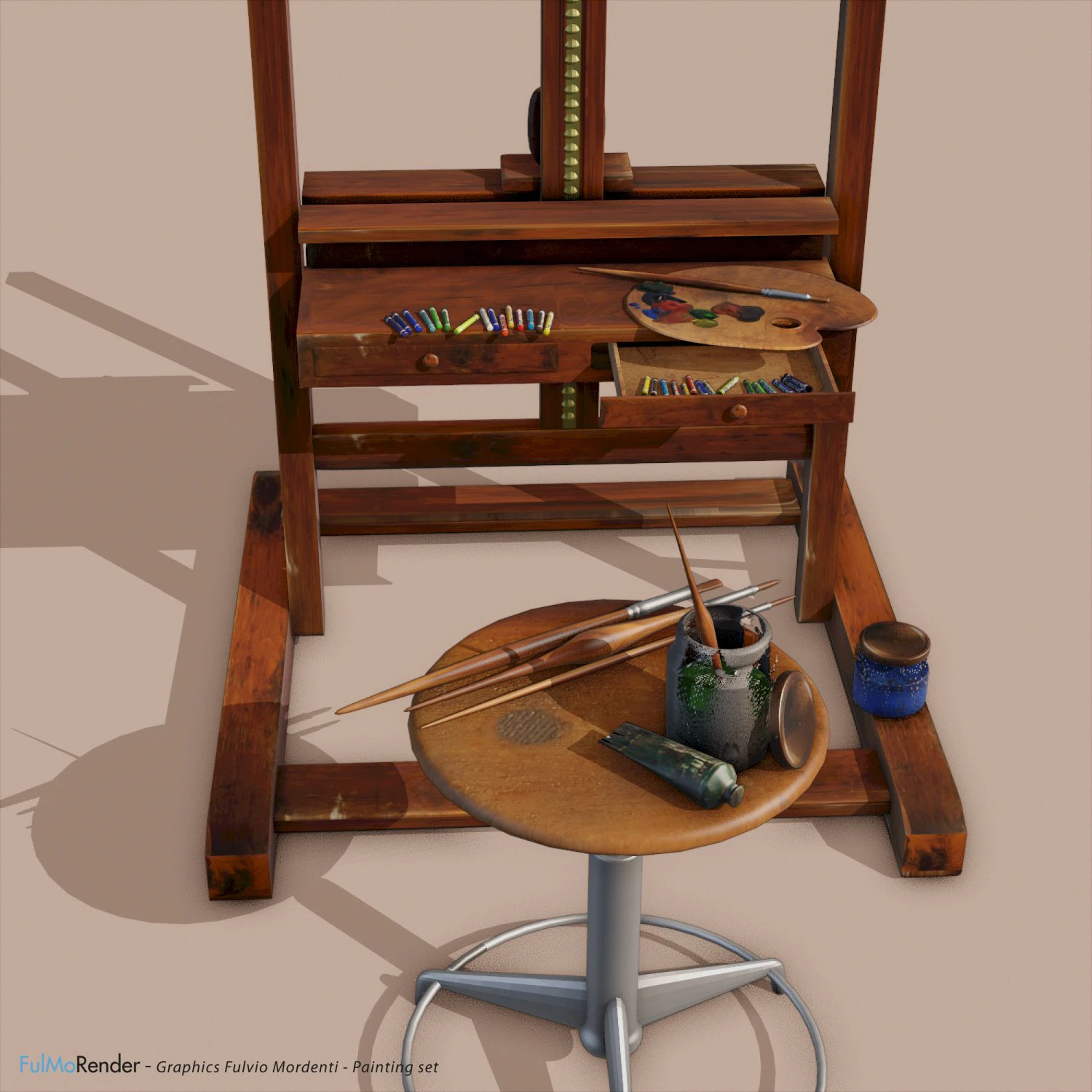 painting set 3D Model .c4d .max .obj .3ds .fbx .stl .blend 