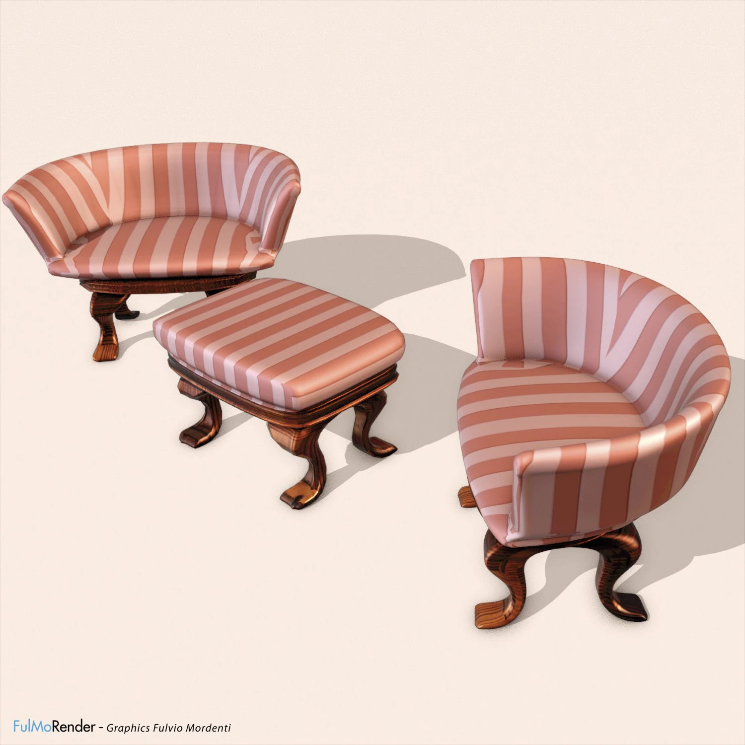harmchairs - living room 3D Model .c4d .max .obj .3ds .fbx .stl .blend