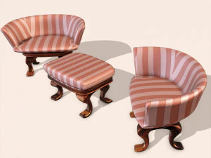 harmchairs - living room 3D Model