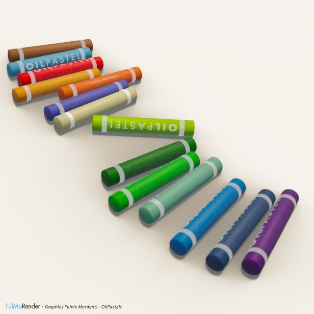 simple oilpastels 3D Model .c4d .max .obj .3ds .fbx .stl .blend 