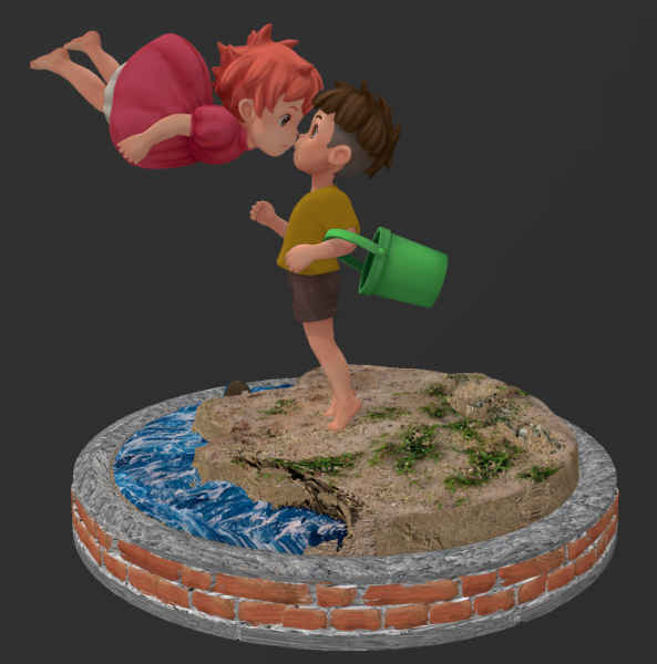 Ponyo and Sasuke 3D Print Model .c4d .max .obj .3ds .fbx .stl .blend