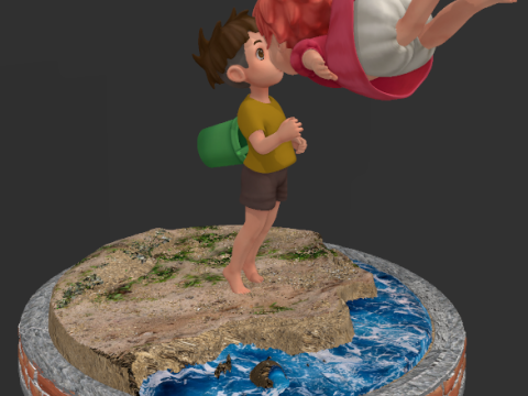 Ponyo and Sasuke 3D Print Model