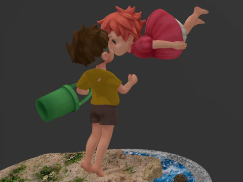 Ponyo and Sasuke 3D Print Model