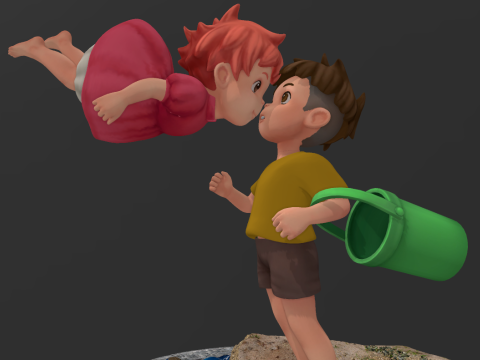 Ponyo and Sasuke 3D Print Model