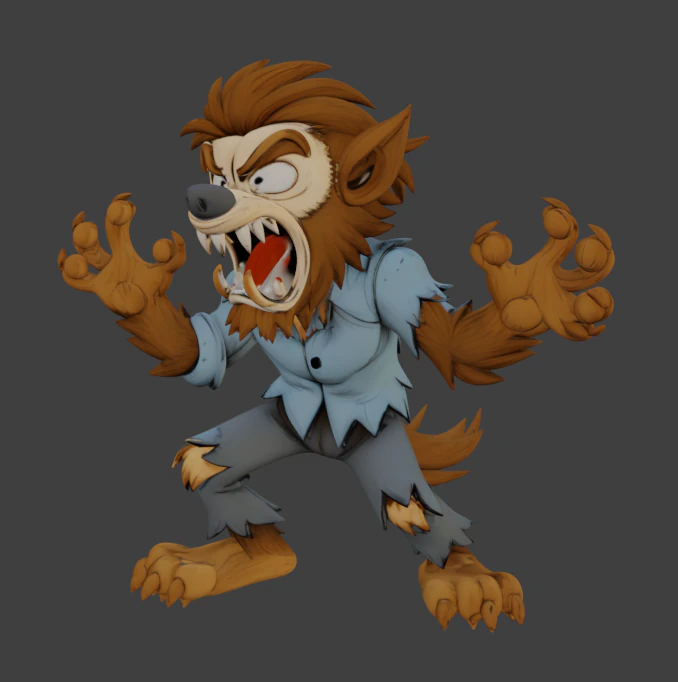 Wolfman Toon 3D Print Model .c4d .max .obj .3ds .fbx .stl .blend 