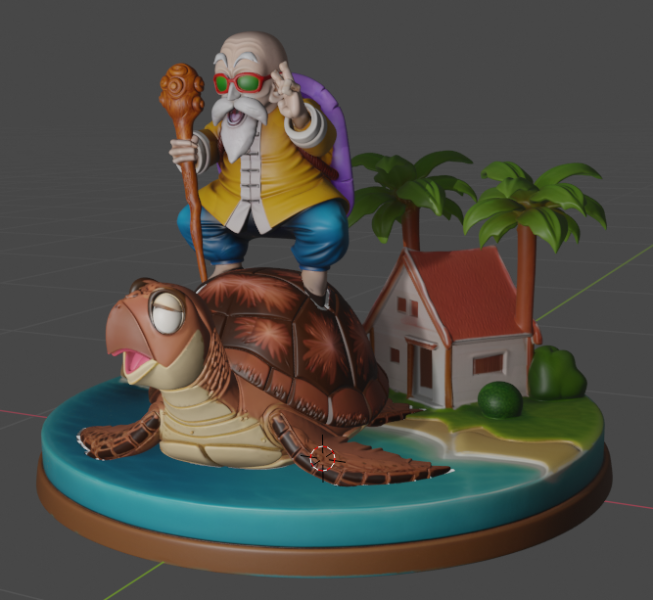 Master Roshi and Turtle - Dragon Ball 3D Print Model .c4d .max .obj .3ds .fbx .stl .blend 