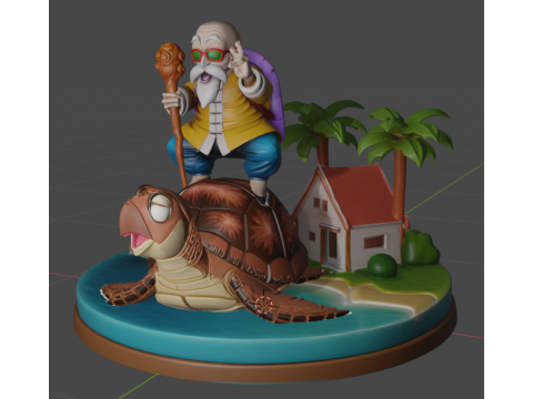 Master Roshi and Turtle - Dragon Ball 3D Print Model