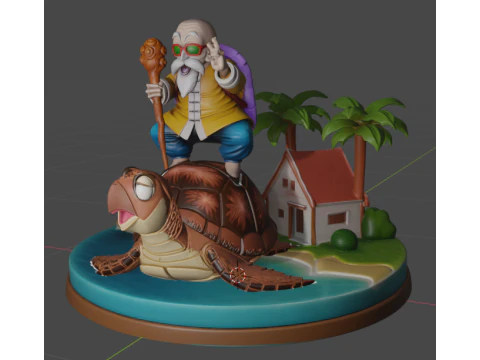 Мастер Роши и Черепаха - Жемчуг Дракона 3D Принт Модель