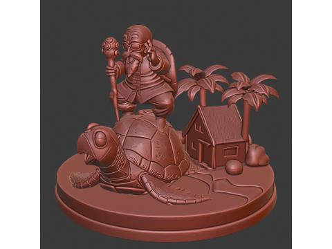 Master Roshi and Turtle - Dragon Ball 3D Print Model