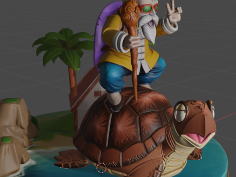 Master Roshi and Turtle - Dragon Ball 3D Print Model
