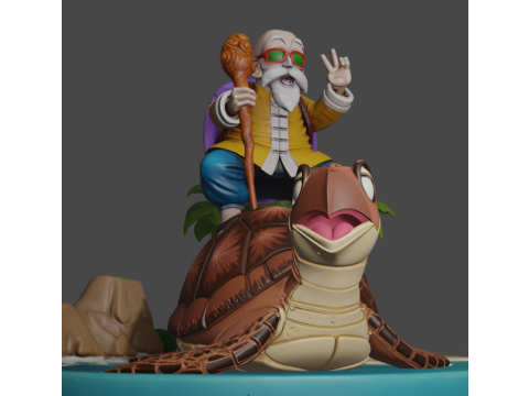 Master Roshi and Turtle - Dragon Ball 3D Print Model