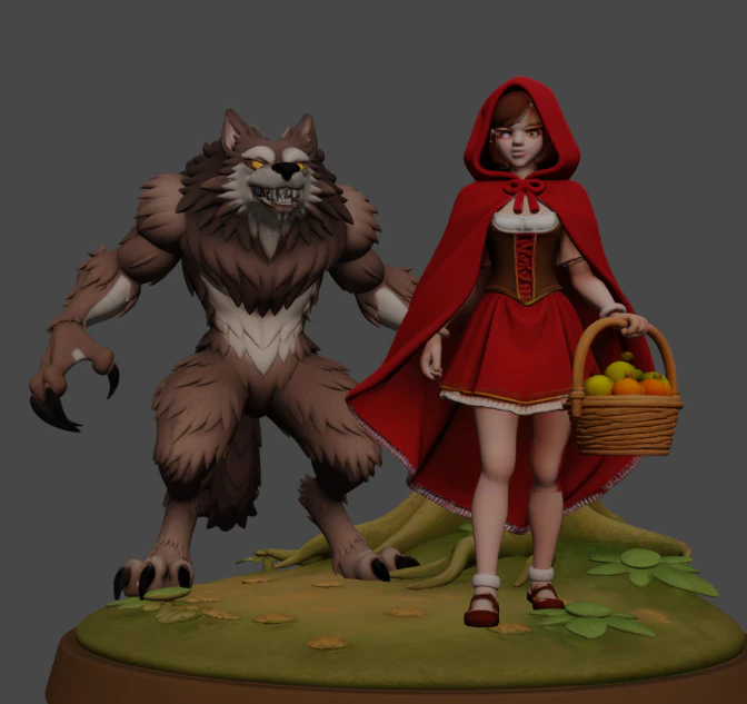 Red Reding Hood 3D Print Model .c4d .max .obj .3ds .fbx .stl .blend 