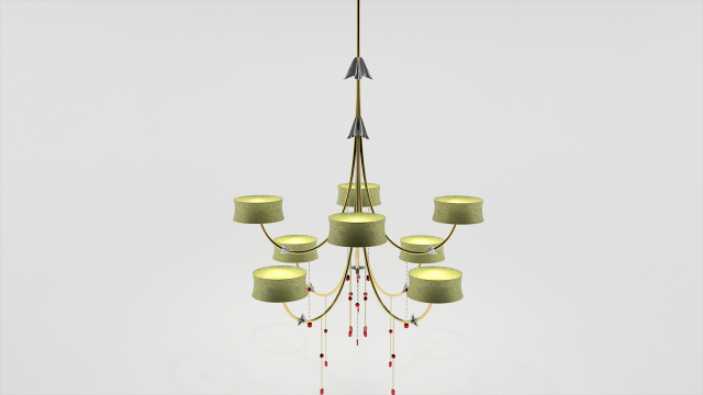golden chandelier 3D Model .c4d .max .obj .3ds .fbx .stl .blend 