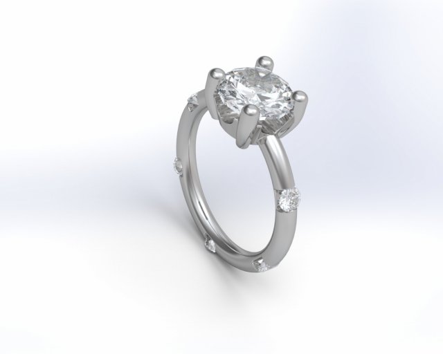 engagement ring 6 diamond 3D Model .c4d .max .obj .3ds .fbx .stl .blend 