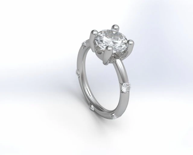anello di fidanzamento 6 diamanti Modello 3D .c4d .max .obj .3ds .fbx .stl .blend