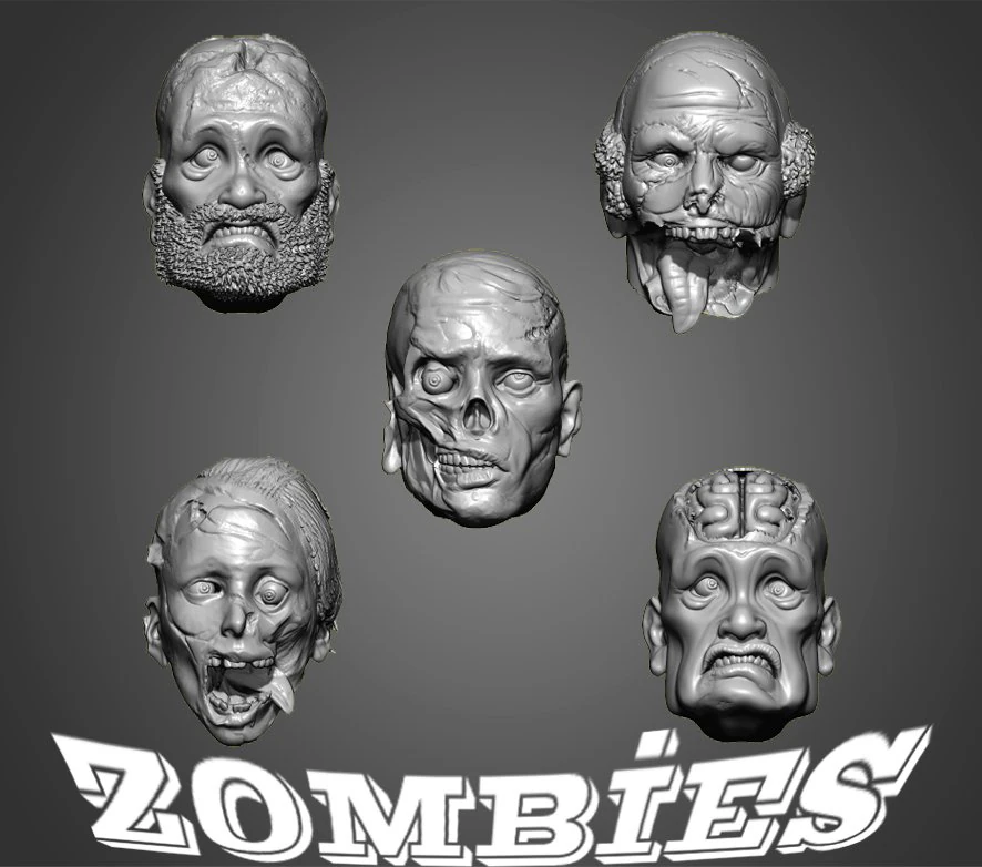 zombie heads 3D Print Model .c4d .max .obj .3ds .fbx .stl .blend 