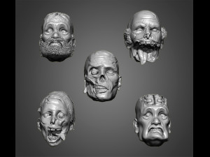 zombie heads 3Dプリントモデル