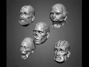 zombie heads 3Dプリントモデル