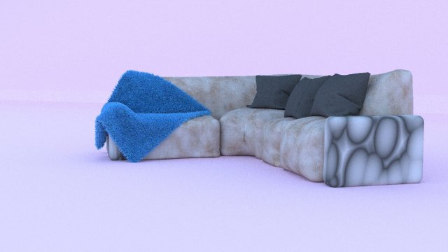 couch with pillows and a blanket 3D Model .c4d .max .obj .3ds .fbx .stl .blend 