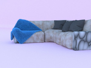 couch with pillows and a blanket 3D मॉडल