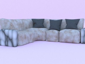 couch with pillows and a blanket 3D Model