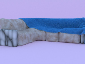 couch with pillows and a blanket 3D Model