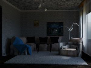 living room in a soft style 3D 모델