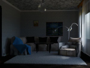 नरम शैली में रहने का कमरा 3D मॉडल