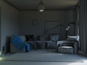 living room in a soft style 3D 모델