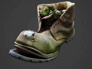 old boot with plants inside 3D Model