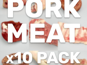 raw pork parts - x10 pack 3D Model