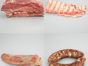 raw pork parts - x10 pack 3D-Modell
