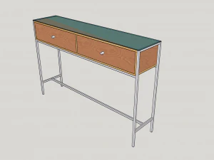 tableplywoodmetalglass 3D Model