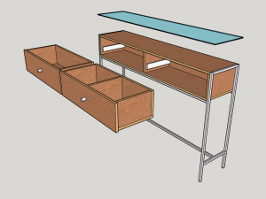 tableplywoodmetalglass Modelo 3D