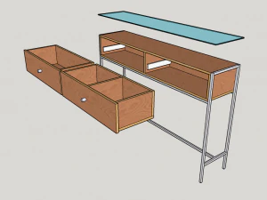 tableplywoodmetalglass 3D Model