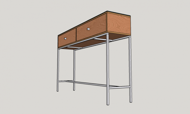 tableplywoodmetalglass 3D Модель .c4d .max .obj .3ds .fbx .stl .blend 