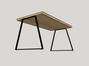 table wood metal 3D Model