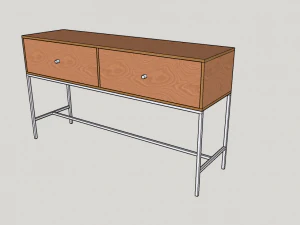 桌子 木质 金属 3D 模型