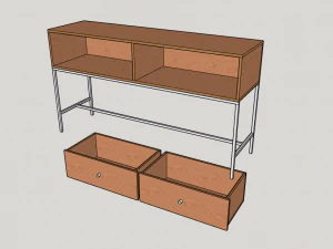 table wood metal 3D Model