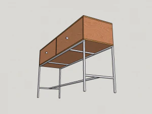 table wood metal 3D Model