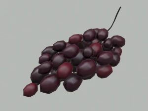 Delicious purple grapes 3D Model