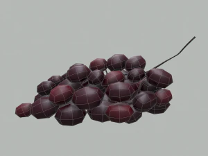 Delicious purple grapes 3D Model