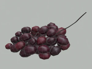 Delicious purple grapes 3D Model