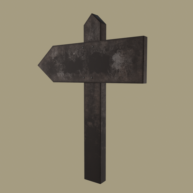 Little wood sign post 3D Model .c4d .max .obj .3ds .fbx .stl .blend 