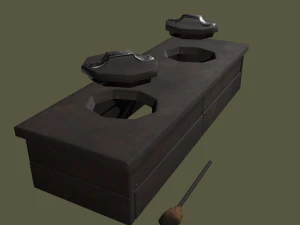 Medieval 2 hole toilet 3D Model