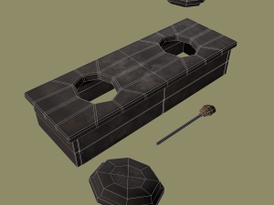 Medieval 2 hole toilet 3D Model