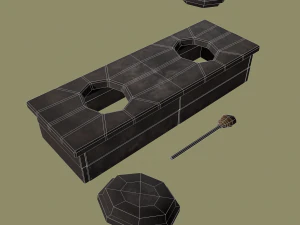 Medieval 2 hole toilet 3D Model